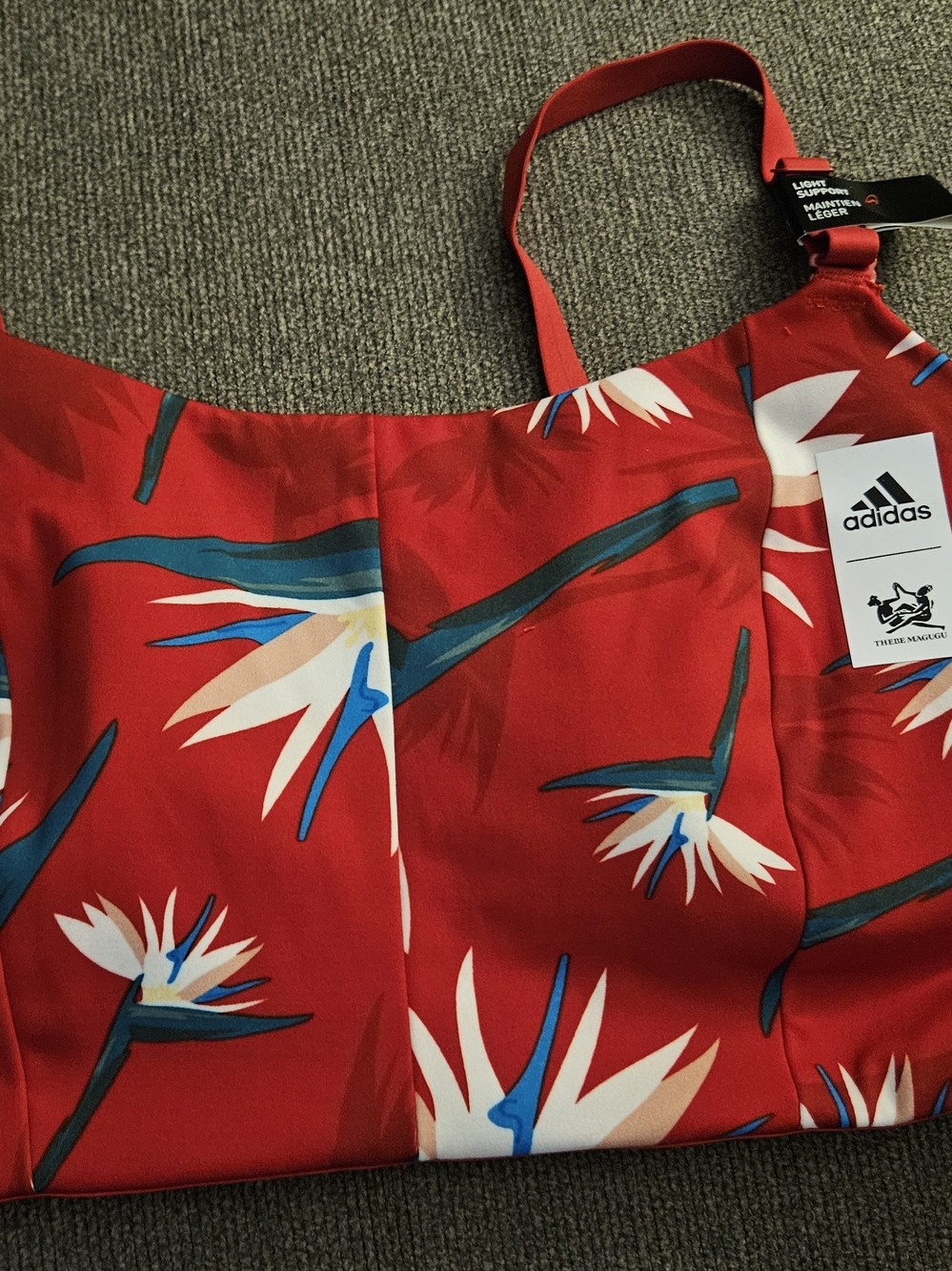 Adidas Thebe Magugu Red Floral Aeroready Sports Bra Top Vintage New NWT 1XL RARE
